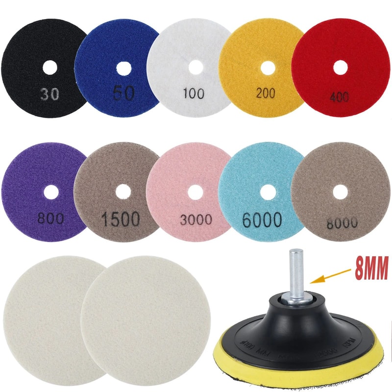UltraShine Diamond Polishing Pads Kit For Stone Concrete And Glass 12