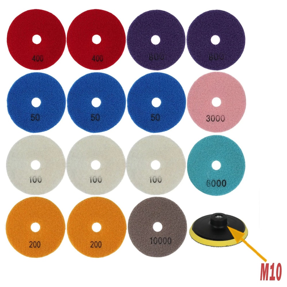 UltraShine Diamond Polishing Pads Kit For Stone Concrete And Glass 15