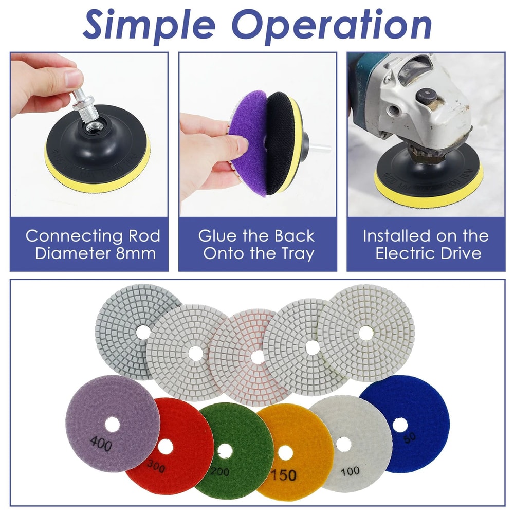 UltraShine Diamond Polishing Pads Kit For Stone Concrete And Glass 3