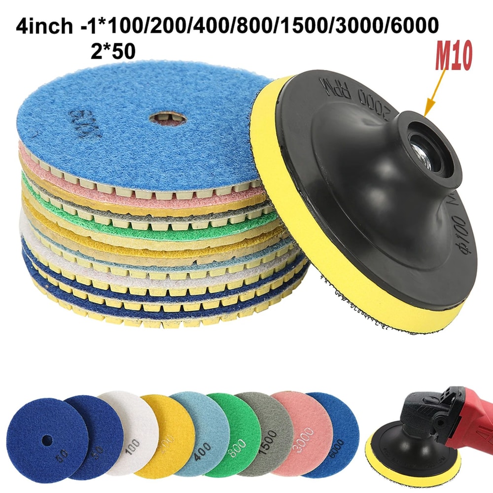 UltraShine Diamond Polishing Pads Kit For Stone Concrete And Glass 6