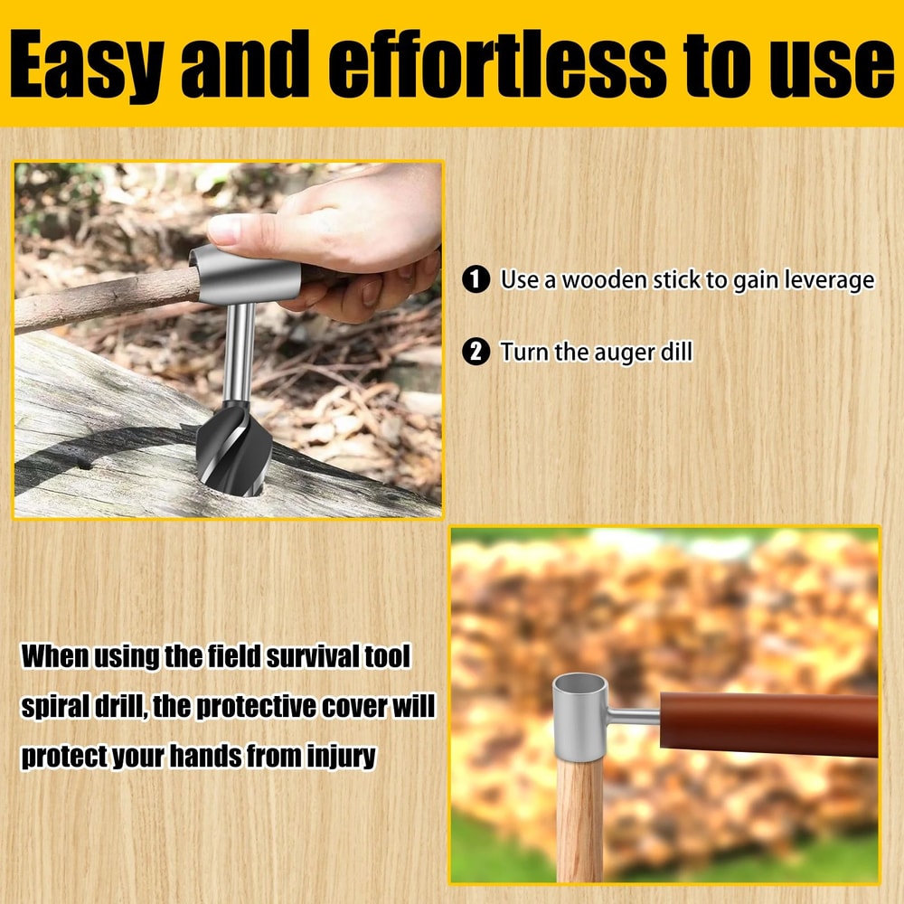 SurvivalPro Manual Auger Drill Bit For Wood Camping And Bushcraft 3