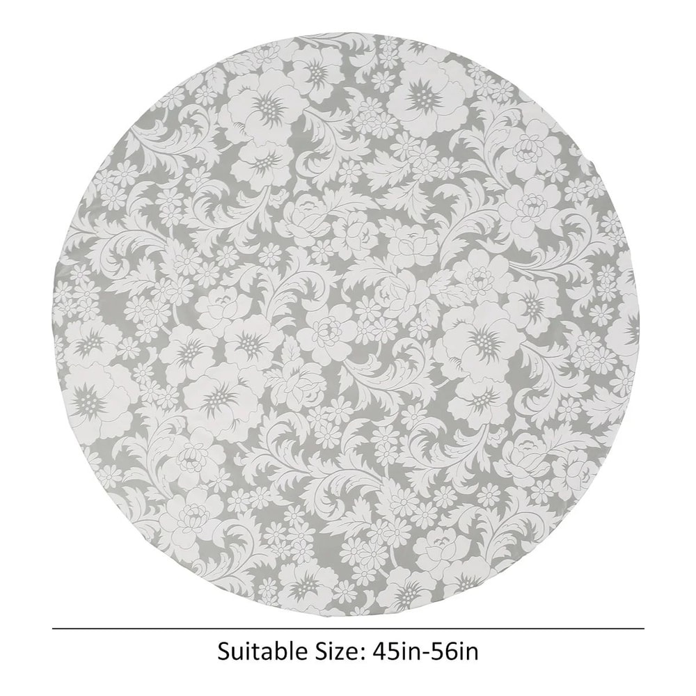 Waterproof Round Tablecloth Elastic Fixation Edged PVC Table Cover Flannel Backed Table Pad OilProo 6