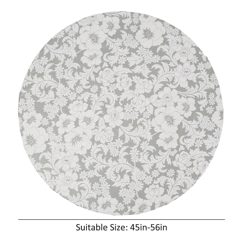 Waterproof Round Tablecloth Elastic Fixation Edged PVC Table Cover Flannel Backed Table Pad OilProo 6