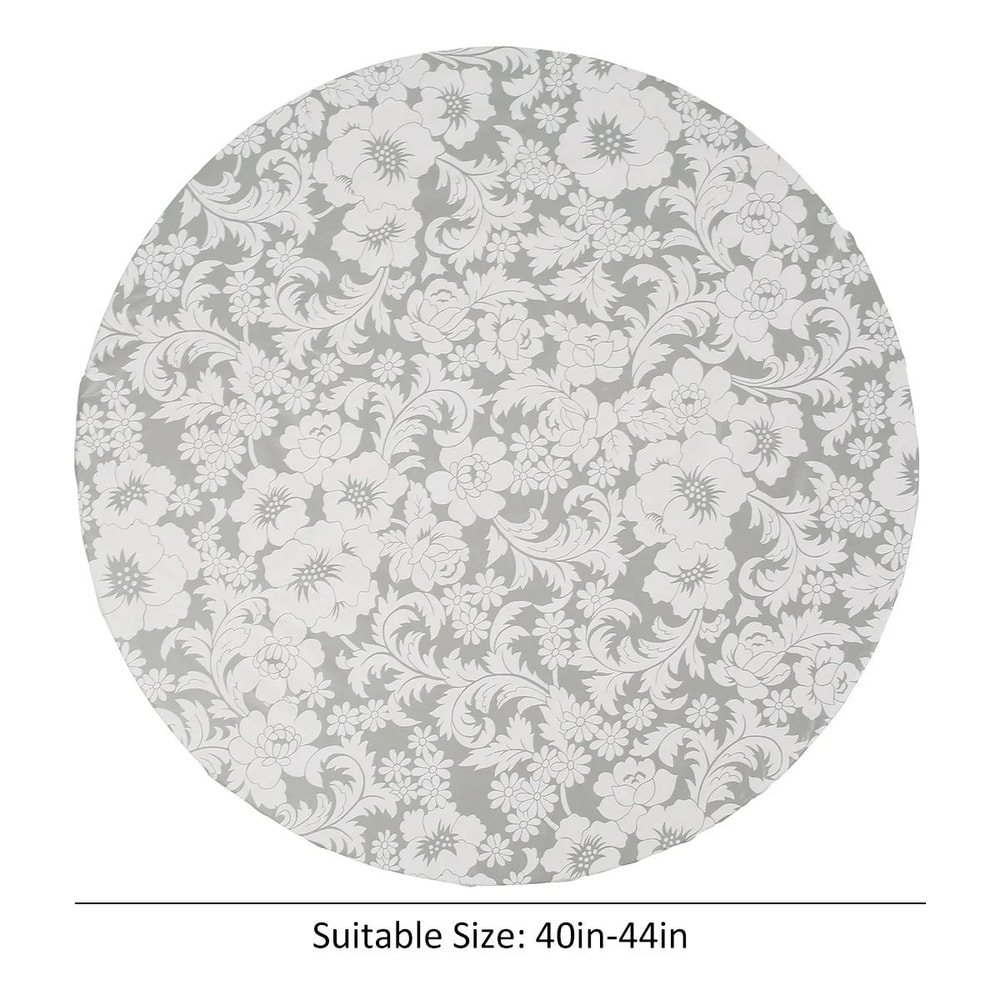 Waterproof Round Tablecloth Elastic Fixation Edged PVC Table Cover Flannel Backed Table Pad OilProo 7
