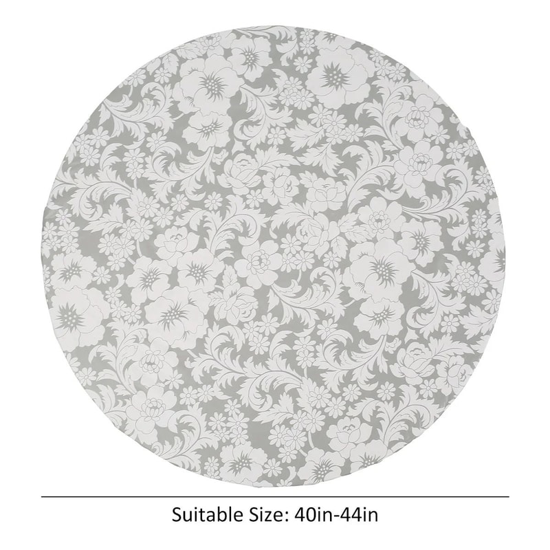 Waterproof Round Tablecloth Elastic Fixation Edged PVC Table Cover Flannel Backed Table Pad OilProo 7
