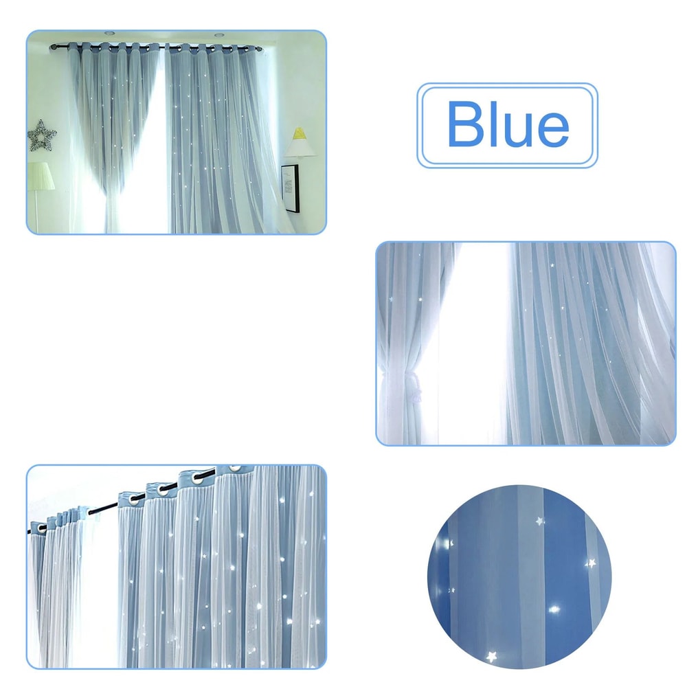 StarGlow Sheer Blackout Curtains With Decorative Hollow Design 0