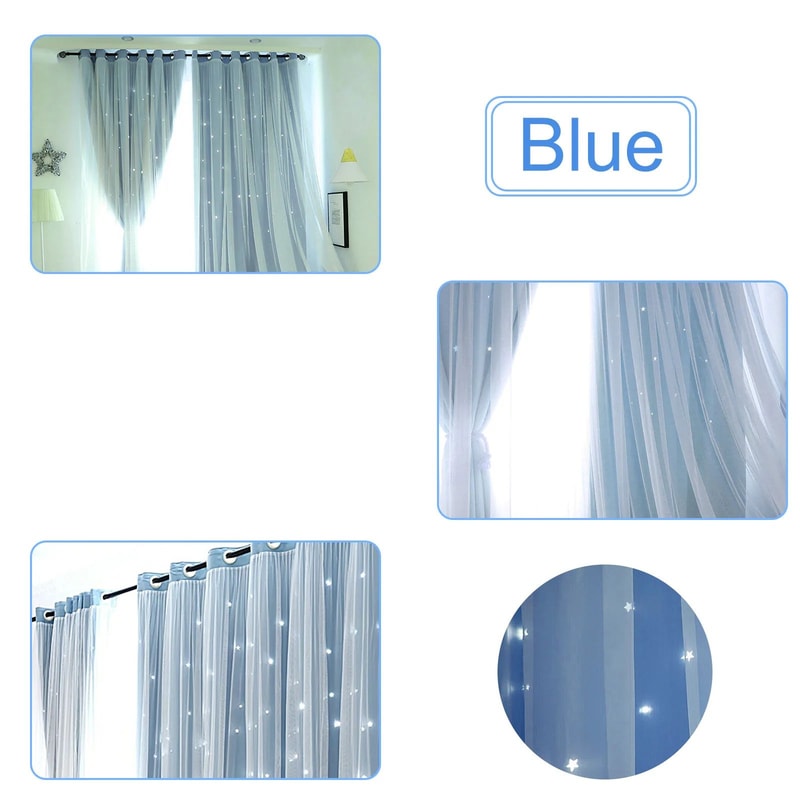 StarGlow Sheer Blackout Curtains With Decorative Hollow Design 0