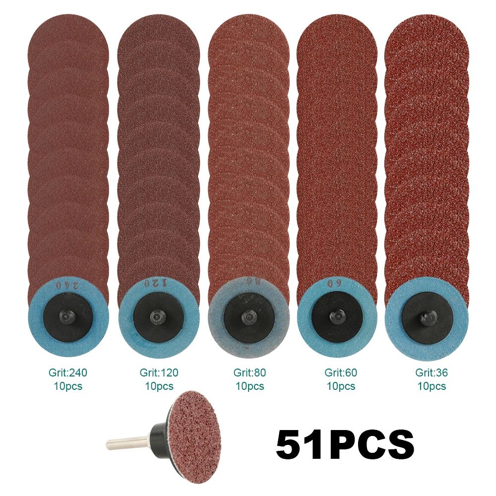 50 Piece Sanding Disc Kit Quick Change Sandpaper Set For Wood Metal And Automotive Finishing 0