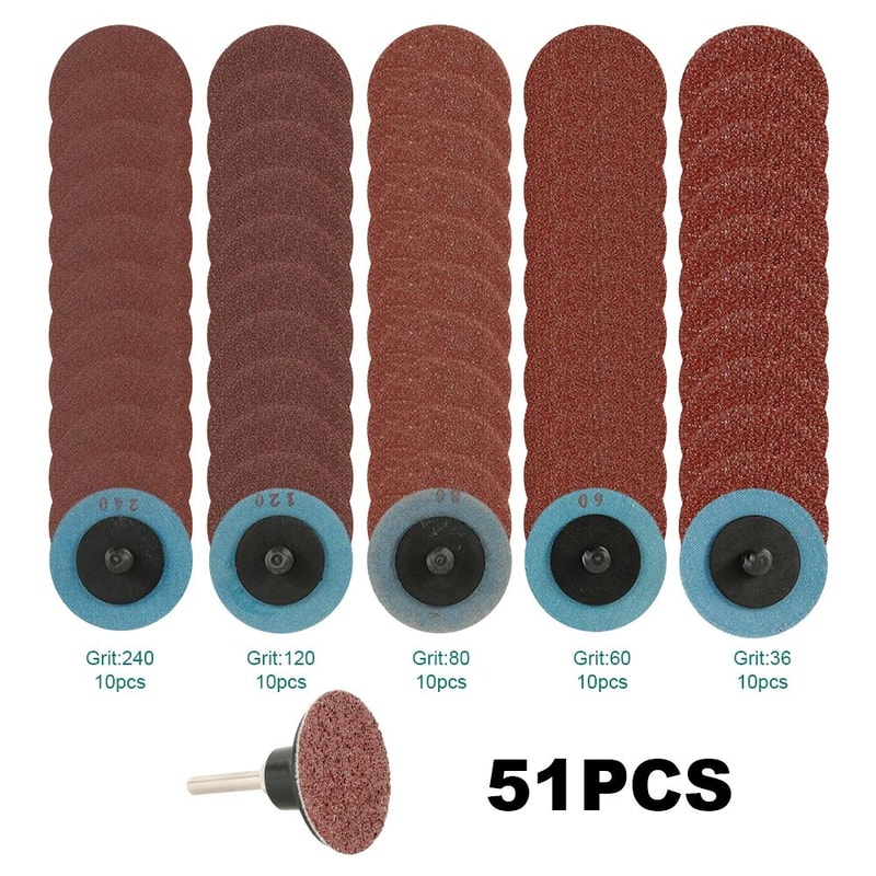 50 Piece Sanding Disc Kit Quick Change Sandpaper Set For Wood Metal And Automotive Finishing 0