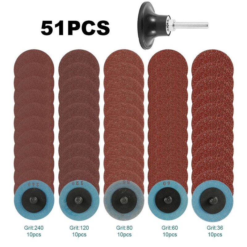 50 Piece Sanding Disc Kit Quick Change Sandpaper Set For Wood Metal And Automotive Finishing 6