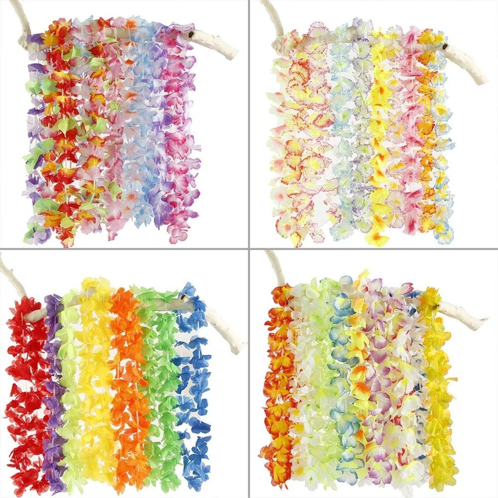 50 Piece Hawaiian Flower Lei Set Colorful Party Necklaces For Luau Beach And Events 2