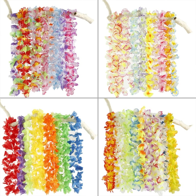 50 Piece Hawaiian Flower Lei Set Colorful Party Necklaces For Luau Beach And Events 2
