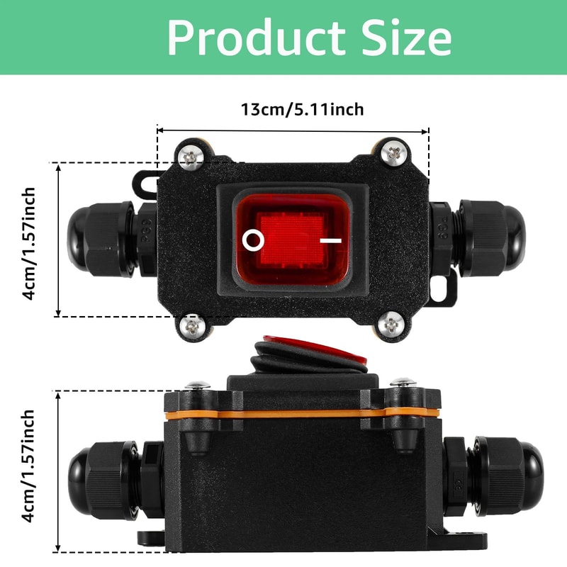 Waterproof Inline Power Switch Box Heavy Duty Outdoor Cord Control With Rocker Switch 5
