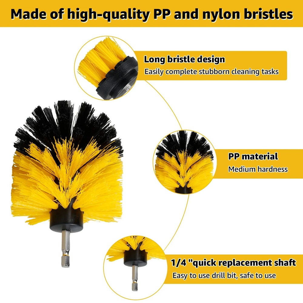 5 Piece Drill Brush Cleaning Kit Power Scrubber Attachment Set For Deep Cleaning 2