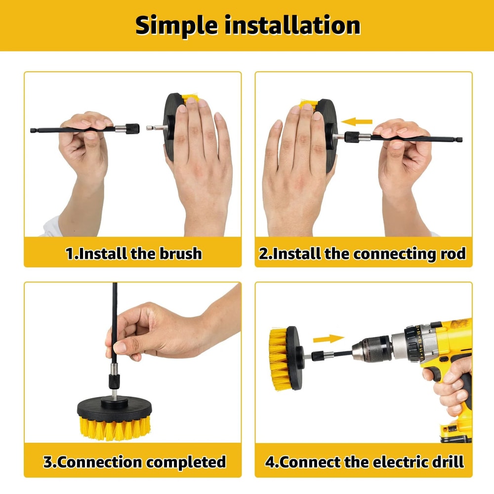 5 Piece Drill Brush Cleaning Kit Power Scrubber Attachment Set For Deep Cleaning 3