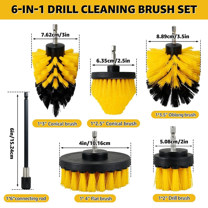 5 Piece Drill Brush Cleaning Kit Power Scrubber Attachment Set For Deep Cleaning 4