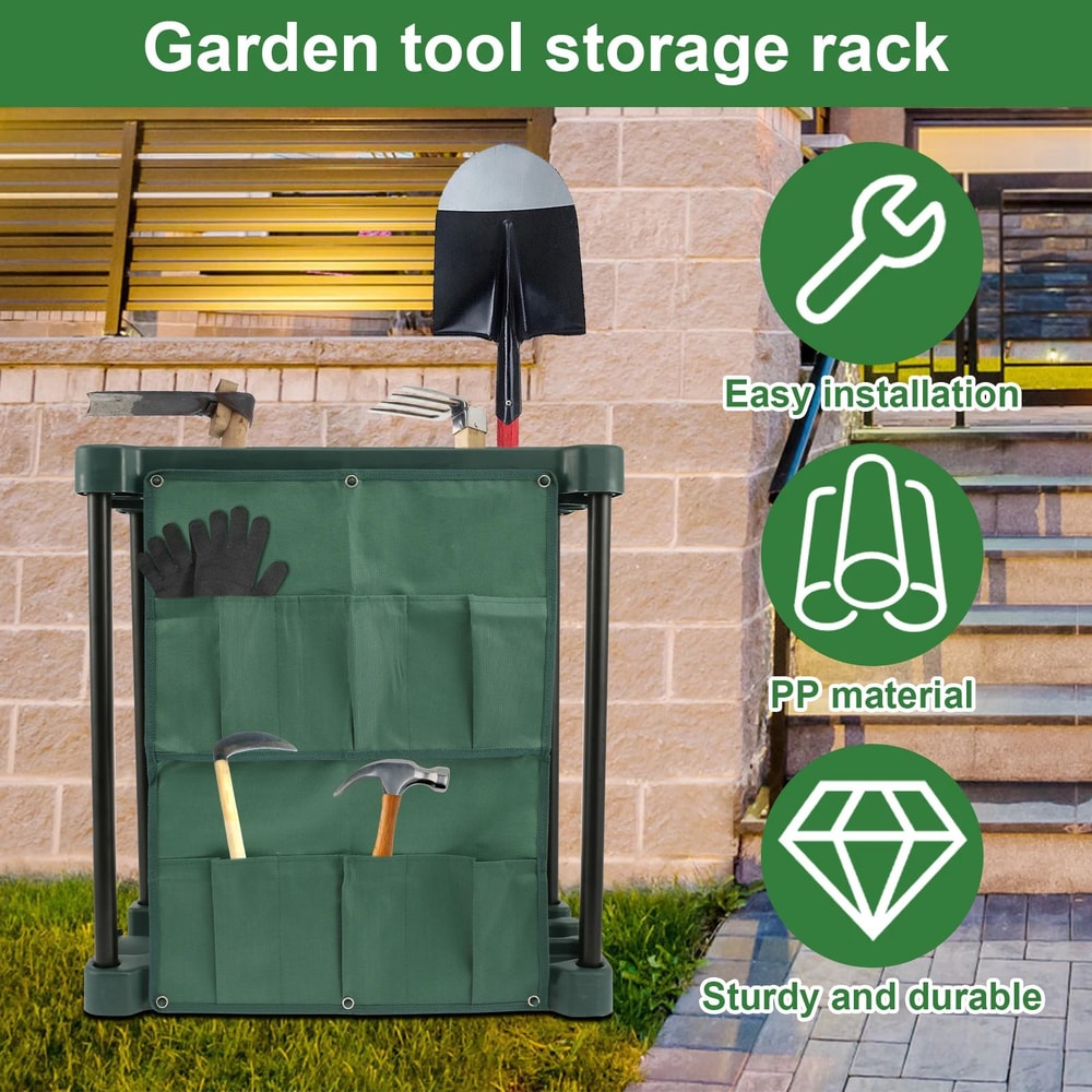 33 Slot Garden Tool Organizer Rack Heavy Duty Storage Stand For Garage And Yard Tools 1
