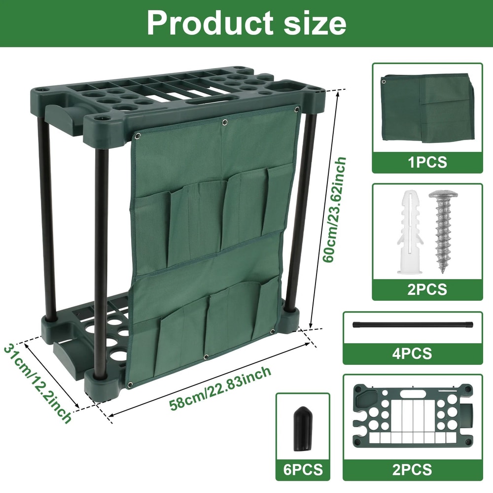 33 Slot Garden Tool Organizer Rack Heavy Duty Storage Stand For Garage And Yard Tools 5
