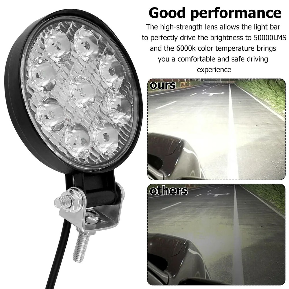 LED Work Light Round Off Road Driving Lights Waterproof High Brightness Headlight Set 5