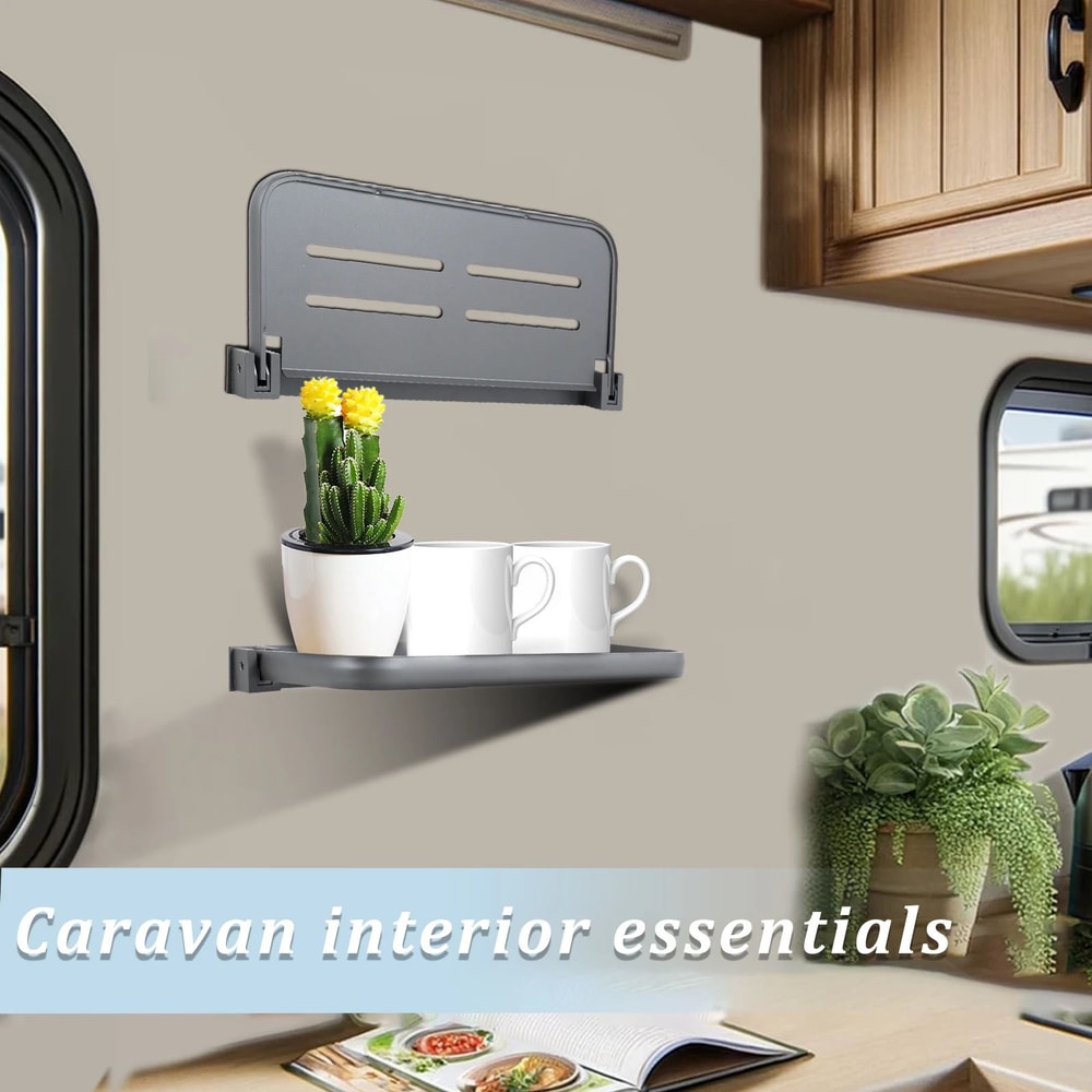 Foldable RV Wall Shelf Set Space Saving Aluminum Storage Rack For Camper And Vehicle 3