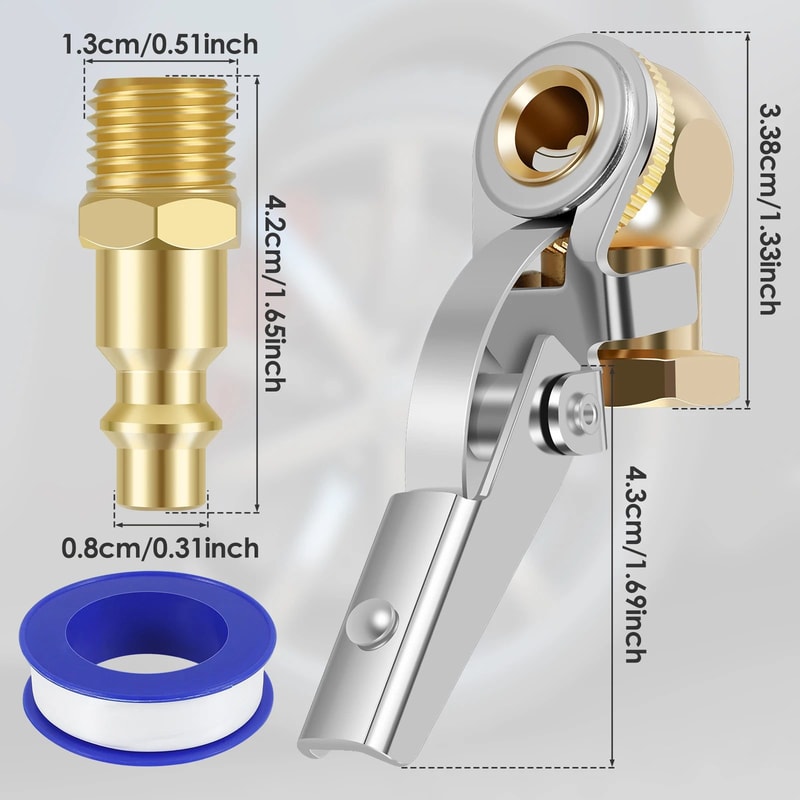 2 Piece Tire Air Chuck Adapter Set Quick Connect Inflator Valve Nozzle For Car Air Pump 5