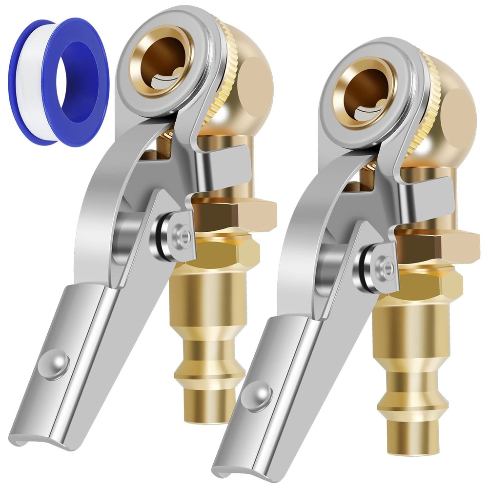 2 Piece Tire Air Chuck Adapter Set Quick Connect Inflator Valve Nozzle For Car Air Pump 6