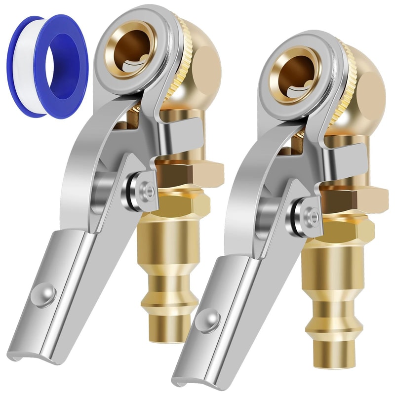 2 Piece Tire Air Chuck Adapter Set Quick Connect Inflator Valve Nozzle For Car Air Pump 6