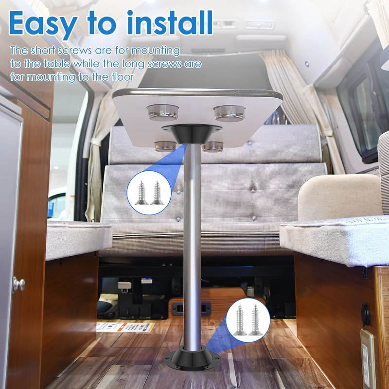 Aluminum RV Table Base Mount Set Heavy Duty Floor Pedestal Brackets For Boats And Campers 2