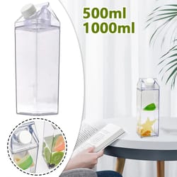 reusable milk carton water bottle leak proof clear drink container for travel and daily use