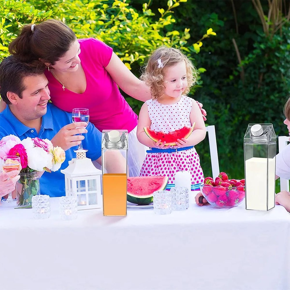 Reusable Milk Carton Water Bottle Leak Proof Clear Drink Container For Travel And Daily Use 1