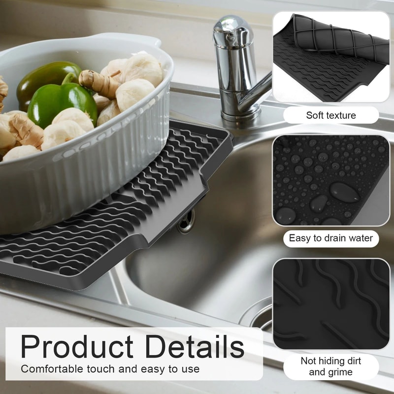 Silicone Dish Drying Mat Heat Resistant Non Slip Kitchen Counter Drying Pad 1