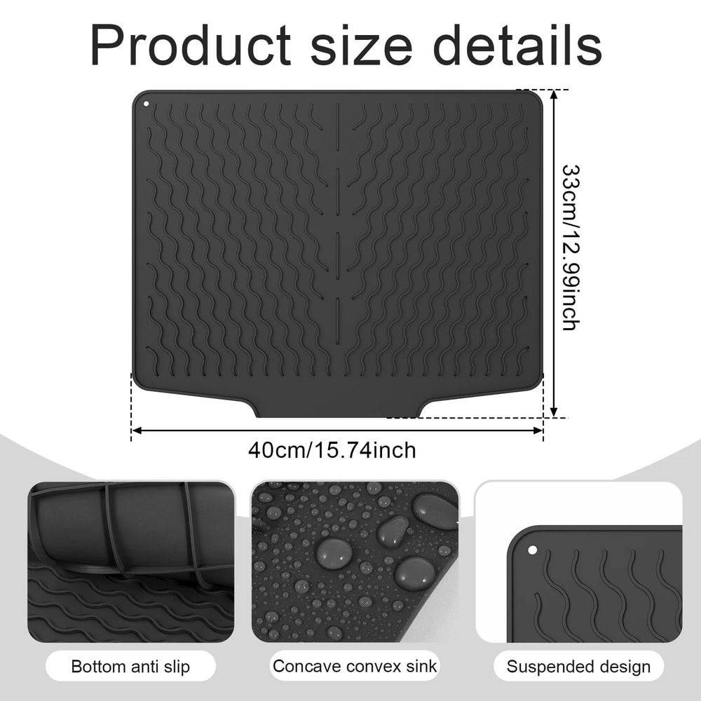 Silicone Dish Drying Mat Heat Resistant Non Slip Kitchen Counter Drying Pad 6