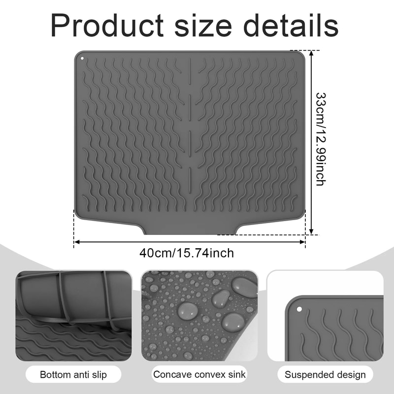 Silicone Dish Drying Mat Heat Resistant Non Slip Kitchen Counter Drying Pad 7