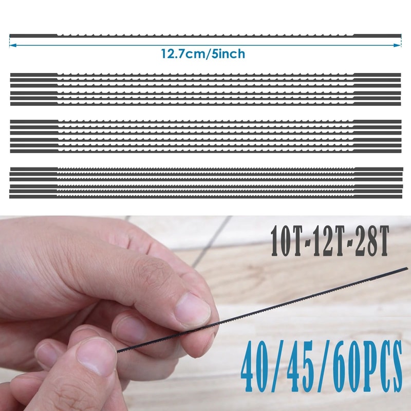 60 Piece Scroll Saw Blade Set 5 Inch Fine Cut Woodworking Blades For Precision Cutting 0