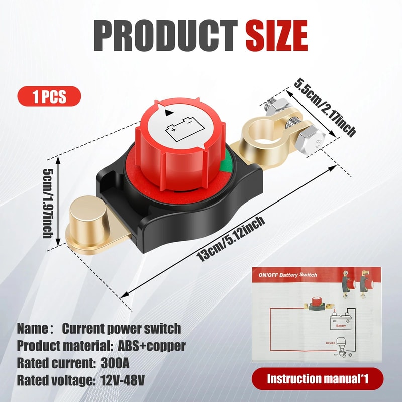 Car Battery Disconnect Switch Top Post Kill Switch 12V 24V Safety Cut Off Device 5