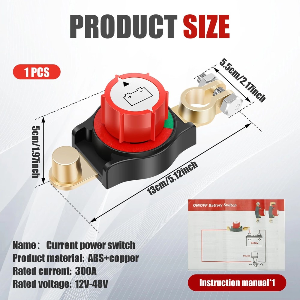 Car Battery Disconnect Switch Top Post Kill Switch 12V 24V Safety Cut Off Device 6