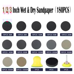 180 piece sanding discs kit wet dry hook and loop sandpaper set for rotary tools