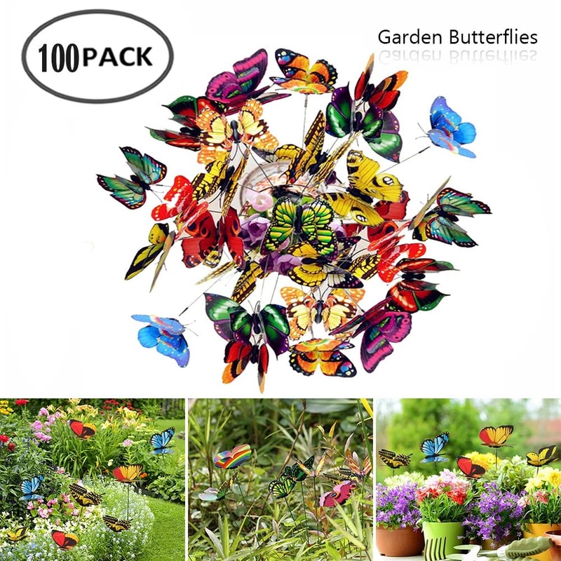 Colorful 3D Butterfly Garden Stakes Decorative Outdoor Yard Ornaments Set 0
