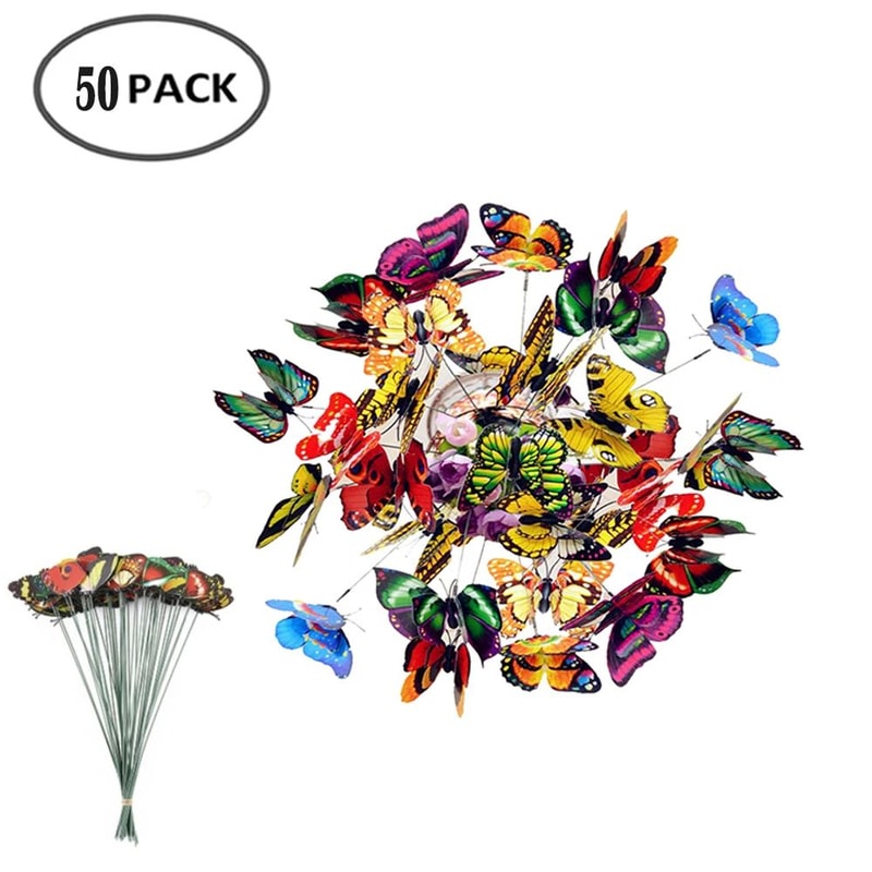 Colorful 3D Butterfly Garden Stakes Decorative Outdoor Yard Ornaments Set 6