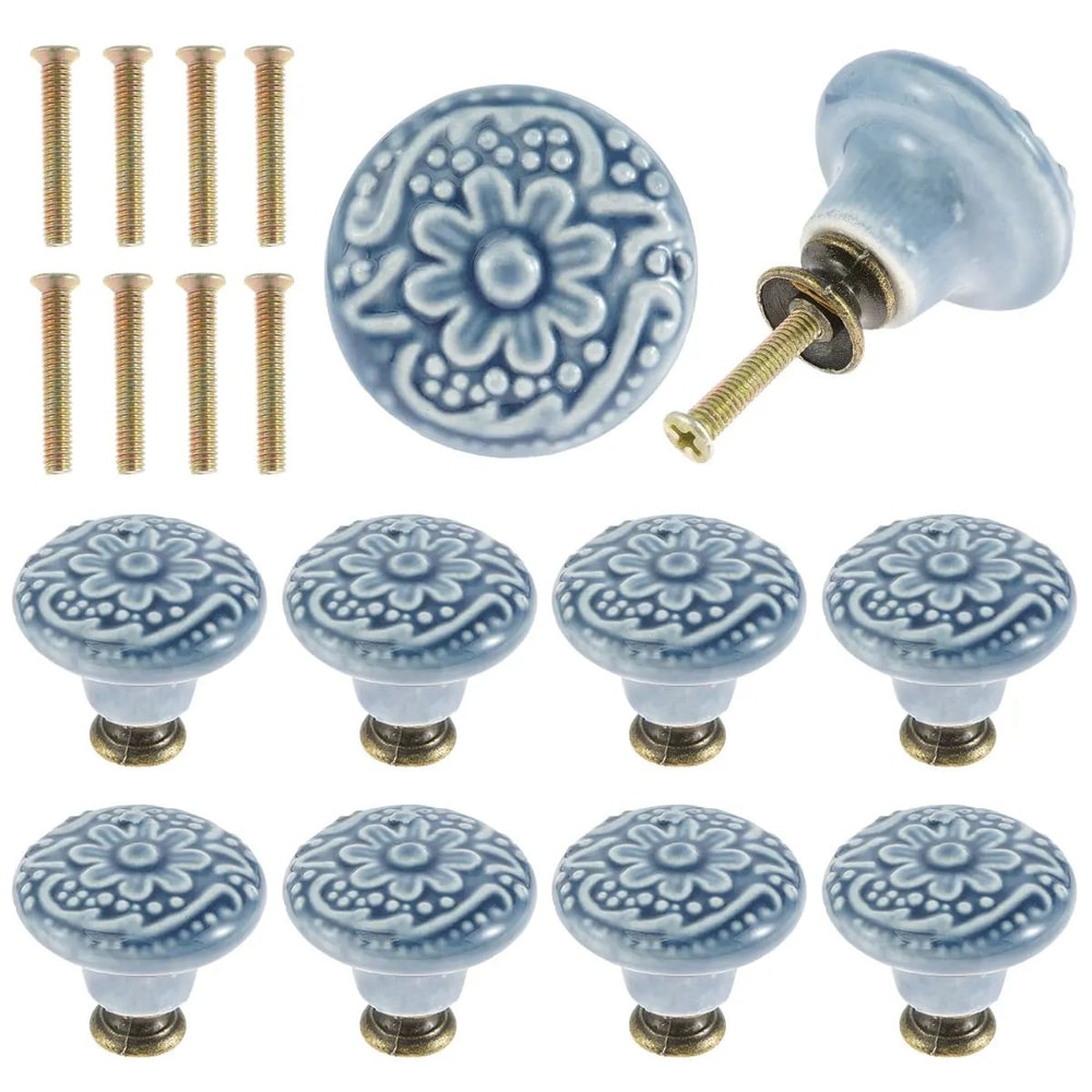 Vintage Ceramic Cabinet Knobs Set Drawer Pull Handles For Kitchen Closet And Furniture 6