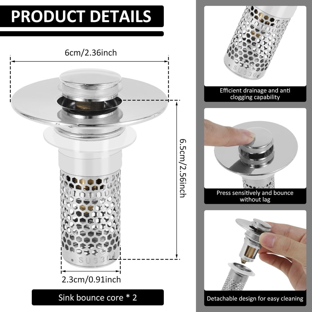 Anti Clog Sink Drain Strainer Stopper Filter For Bathroom And Kitchen Use 6