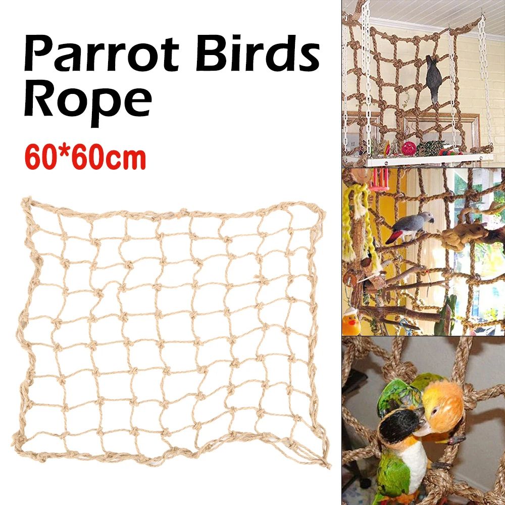 Bird Swing Ladder Toy With Rope Net For Parrot Climbing Chewing And Play 0
