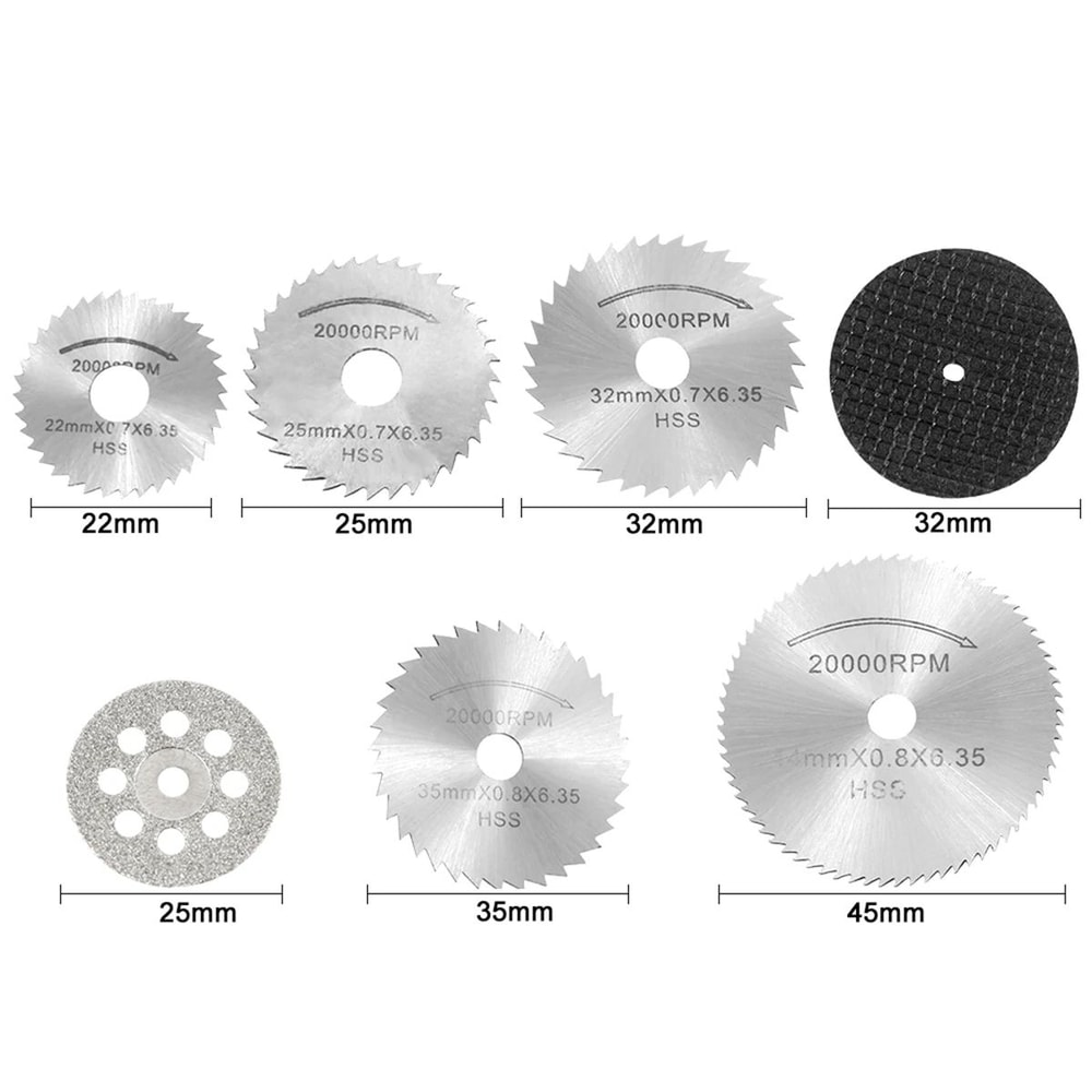 Mini Circular Saw Blade Set For Rotary Tools Metal Cutting Grinding And Sanding Kit 5