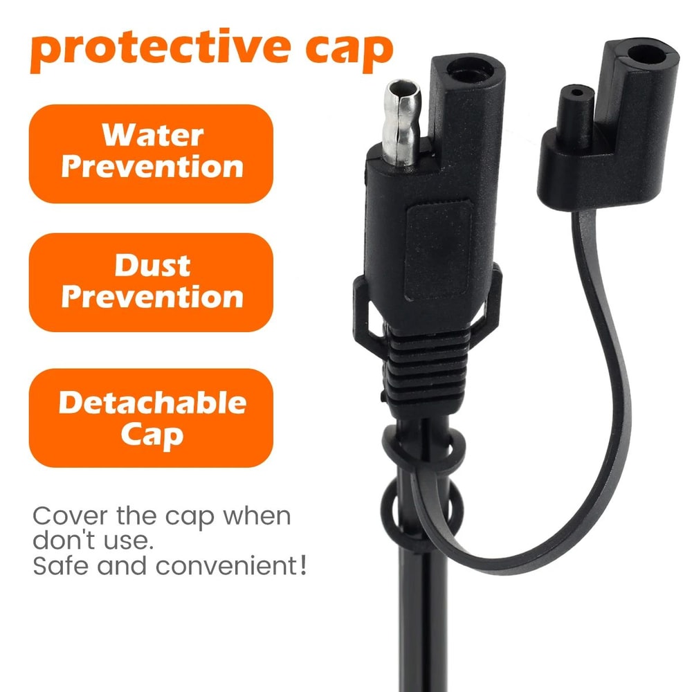 SAE Battery Charger Cable Quick Connect Extension With Fuse For Motorcycle And Car Use 3