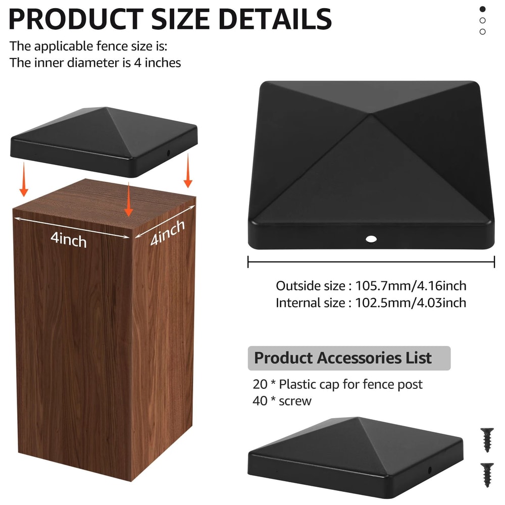Black Fence Post Caps Covers For 4 Inch Posts Deck Protection And Outdoor Finishing 5