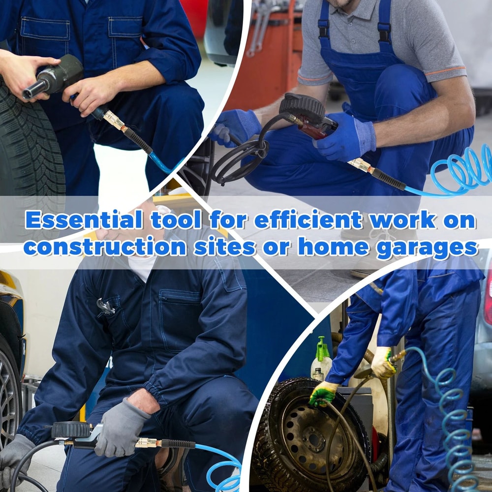 25FT Air Compressor Hose Recoil PU Air Hose With Coupler For Flexible And Tangle Free Use 4