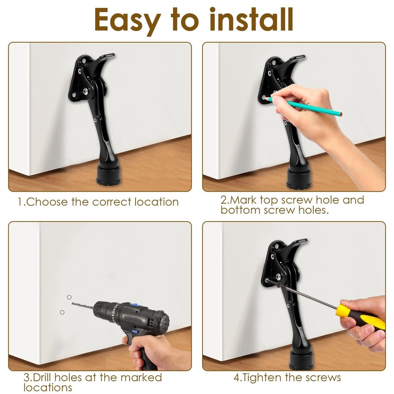 Heavy Duty Kickdown Door Stopper Adjustable Pedal Door Stop For Home And Garage 2