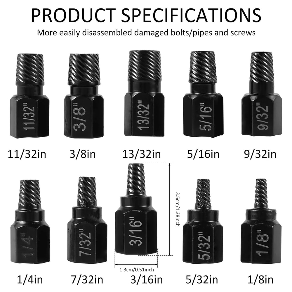 Heavy Duty Screw Extractor Set Multi Spline Bolt Remover Tool For Damaged And Rusted Screws 6