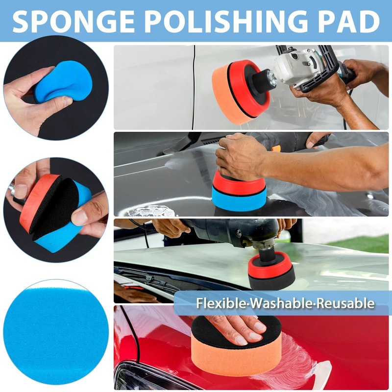 44 Piece Car Polishing Pad Kit Sponge And Microfiber Buffing Pads With Drill Adapter 3