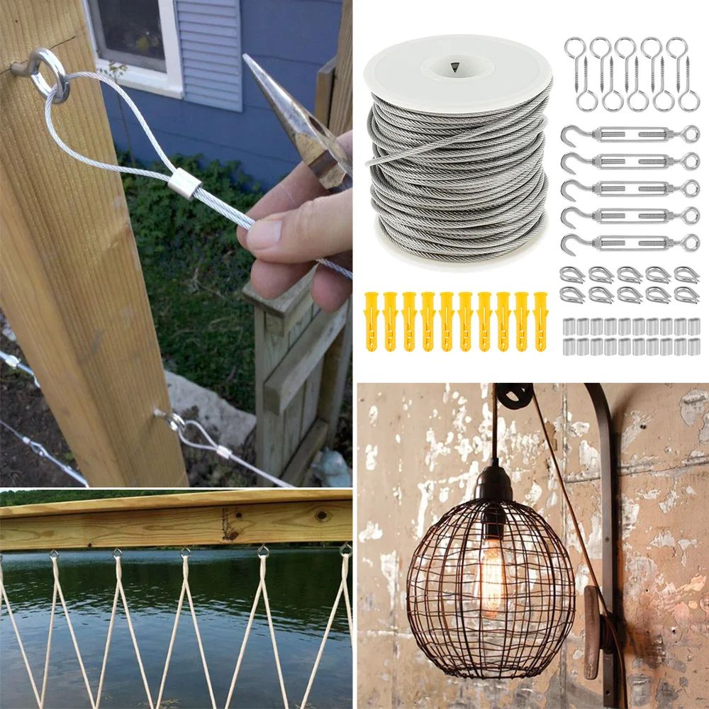 Heavy Duty PVC Coated Steel Cable Clothesline Rope With Hooks For Outdoor Use 1